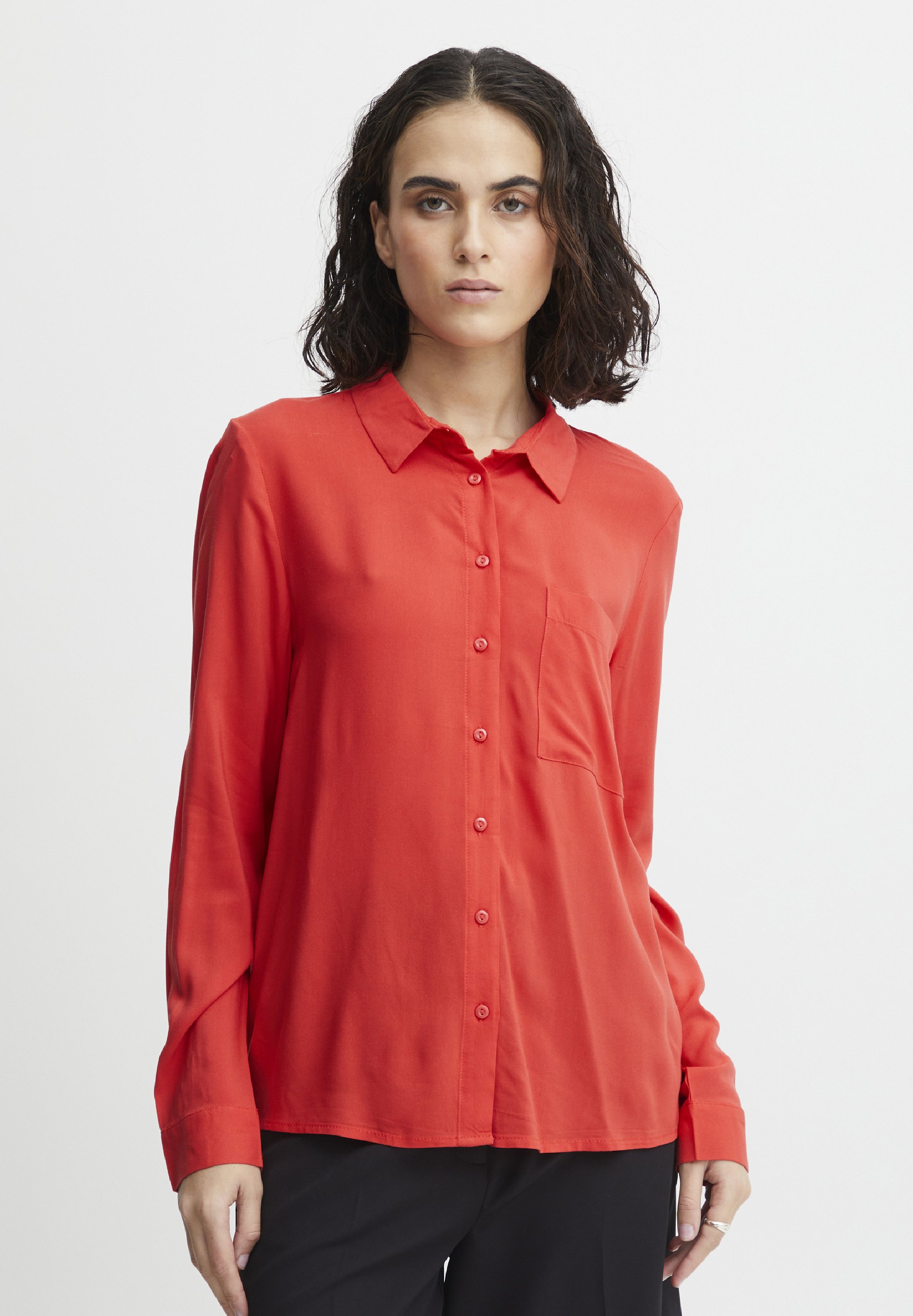 売れ筋商品|||イチ シャツ レディース トップス IHMain - Button-down blouse - poppy red ICHI IHMain - Button-down blouse - poppy red/red - Zalando.ie