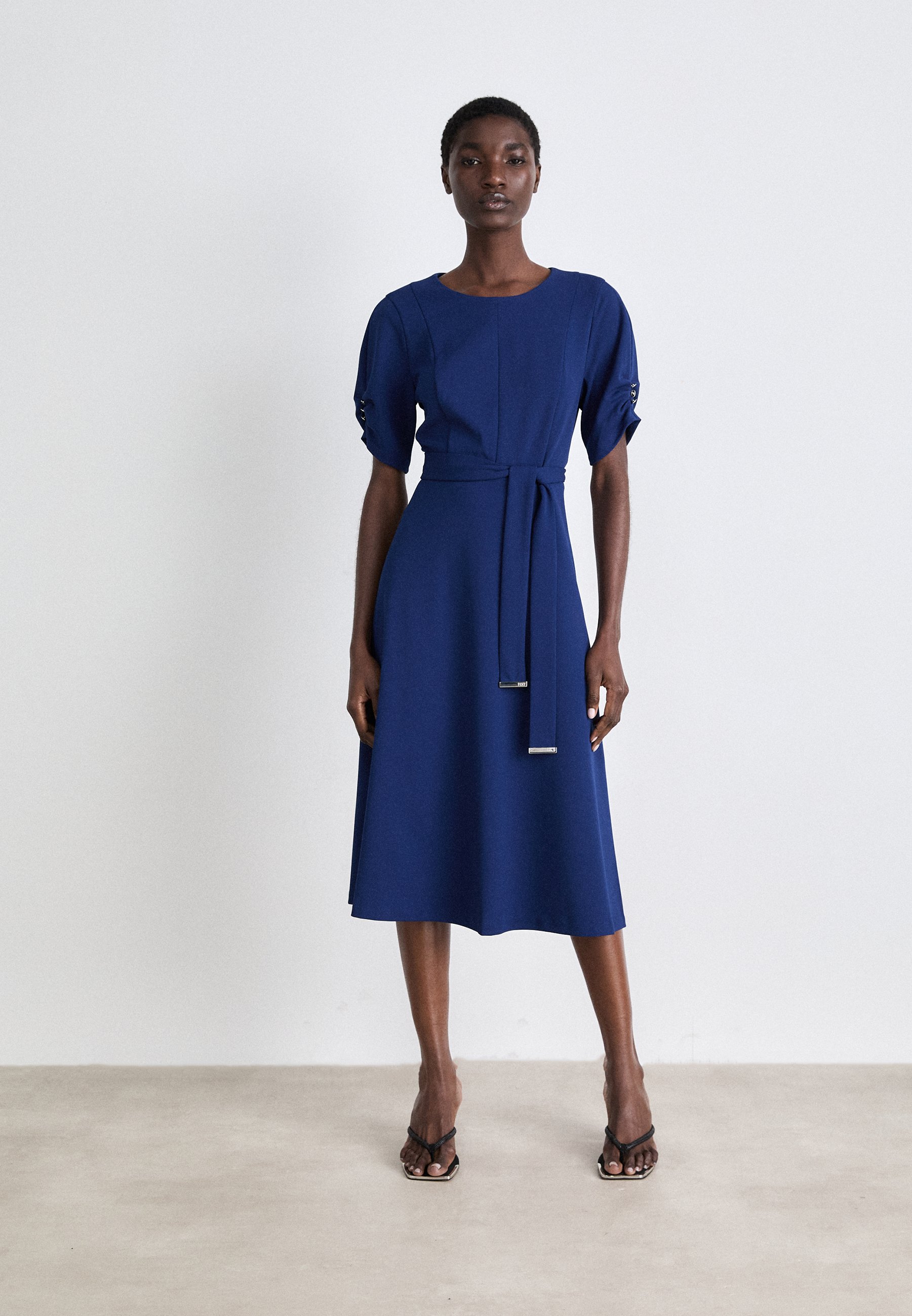 dkny blue midi dress Plus Size Sleeveless V Neck Midi Dress