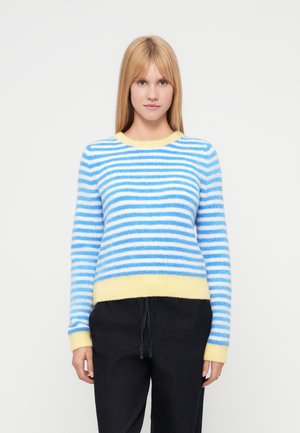 CASHSOFT CREW - Strickpullover - blue/white