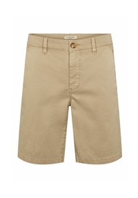 Short pour homme beige longueur genoux avec fermeture par bouton, passants pour ceinture et poches latérales, fabriqué par U.S. Polo Assn.