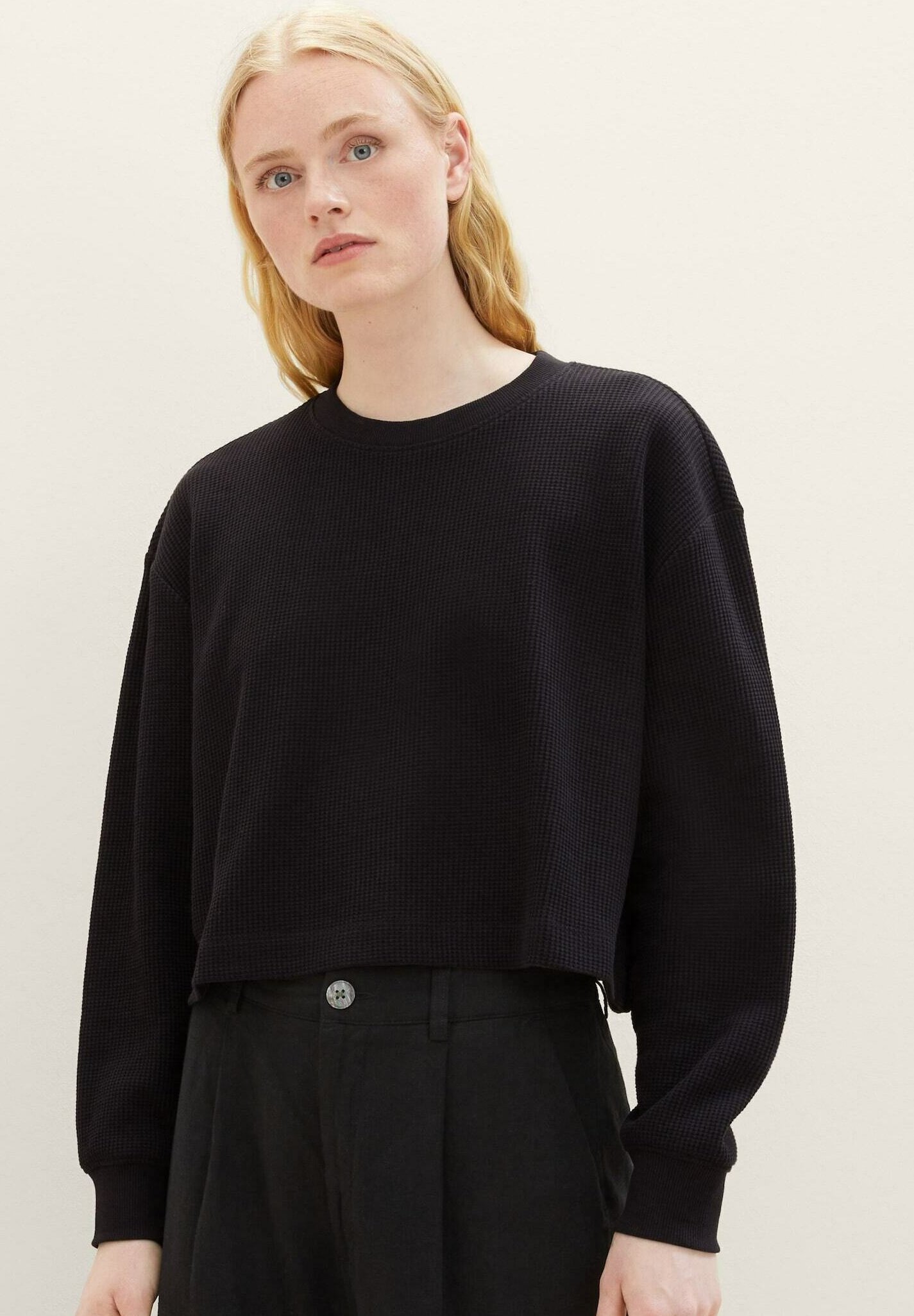 TOM TAILOR Denim Uomini Sweatshirt 1035666, 12906 - Wool White, M