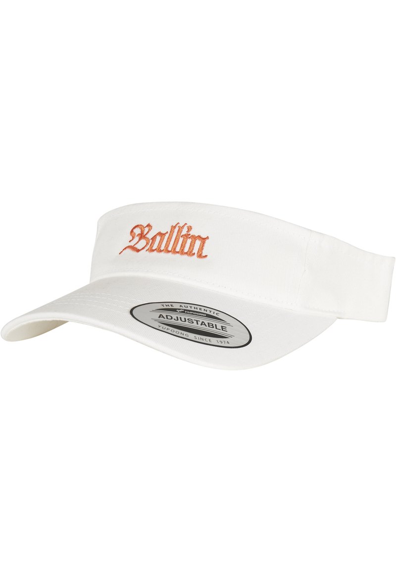 Căciulă albă cu vizor, brodată cu "Ballin" în portocaliu. Dispune de o bandă ajustabilă și un vârf curbat pentru protecția împotriva soarelui. Fabricată din bumbac.