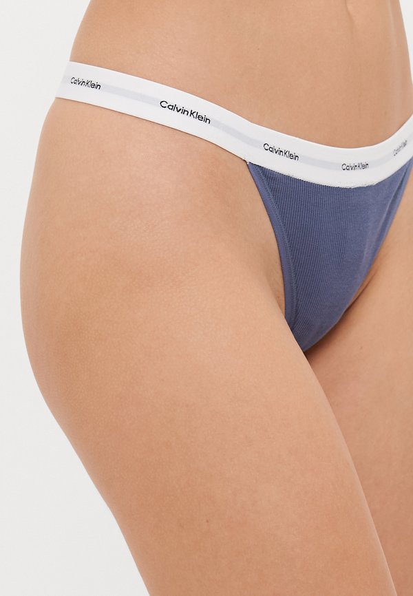 STRING THONG COTTON STRETCH RIB - Thong - grisaille4