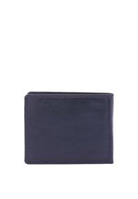 Marineblauer Leder-Geldbeutel, gefertigt im Bifold-Design, mit glatter Textur, kontrastierenden Nähten und dezentem Branding. Kompakt und praktisch für den täglichen Gebrauch.