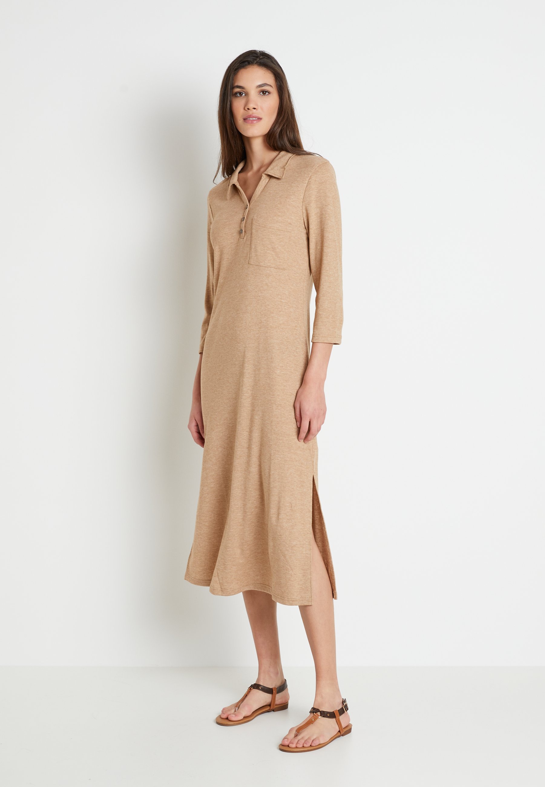 Lounge Nine DREAMIELN Strikket kjole camel melange Lounge Nine DREAMIELN - Topper langermet - camel melange