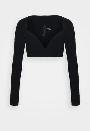 Norma Kamali LONG SLEEVE CROPPED TOP - Blouse - black