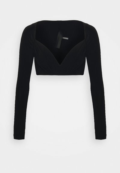 Norma Kamali LONG SLEEVE CROPPED TOP - Blusa - black