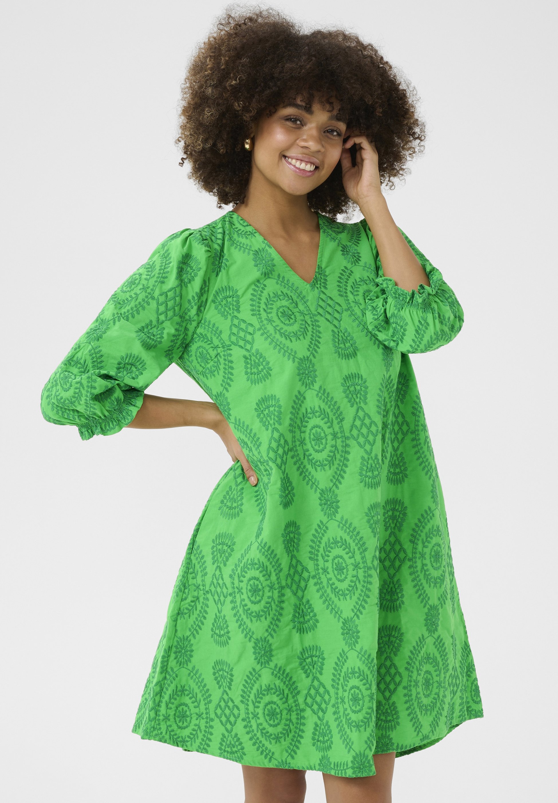 Culture CUTIA BRODERIE ANGLAISE - Day dress - green green/green - Zalando Culture CUTIA BRODERIE ANGLAISE - Day dress - green green/green - Zalando