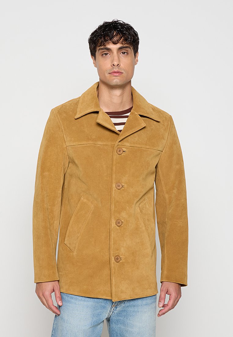 sandro Leren jas camel sandro Leren jas camel