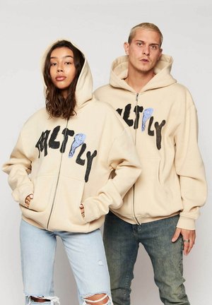DISTRESSED - Zip-up sweatshirt - oyster grey