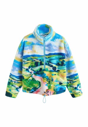 REGULAR FIT - COSY TEDDY BORG HALF ZIP - Mikina - blue scenic print