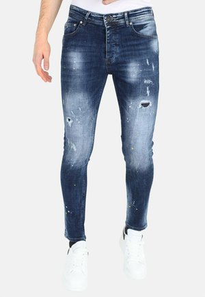 Local Fanatic PAINT SPLATTER GATEN - Slim fit jeans - blauw