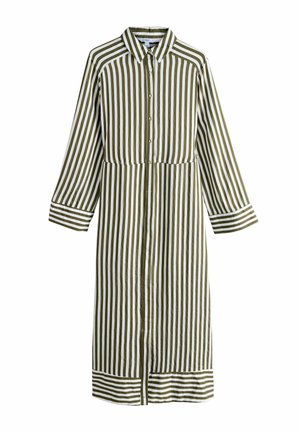 TIE WAIST LONG SLEEVE MIDI - Skjortklänning - green stripe