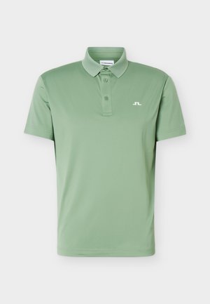 Hellgrünes Kurzarm-Poloshirt mit Zwei-Knopf-Leiste und kleinem weißem JL-Logo auf der linken Brust.