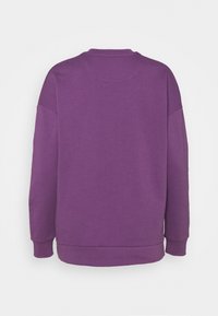 Fioletowa bluza z crewneckiem i długimi rękawami, wykonana z miękkiego materiału bawełnianego. Posiada luźny krój oraz ściągacze na rękawach i u dołu.