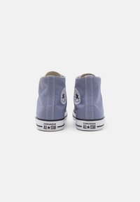 Para jasnoniebieskich wysokich trampków Converse All Star pokazana z tyłu na białym tle.