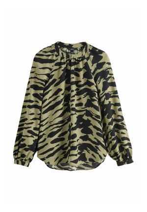 LONG SLEEVE V-NECK  - Blúz - khaki green animal print