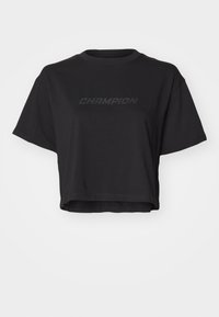 Champion C-TECH CREWNECK CROP - Apdrukāts T-krekls - black