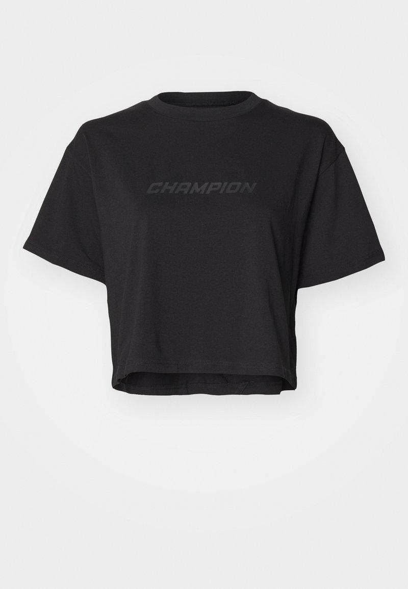 Champion C-TECH CREWNECK CROP - Apdrukāts T-krekls - black