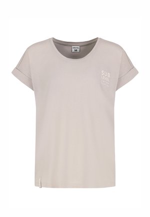 Sublevel, SUBLEVEL BASIC T-SHIRT MIT LOGO - Print T-shirt - beige