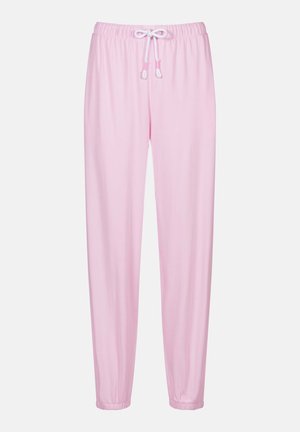 Lichtroze joggingsbroeken met een elastische tailleband en verstelbaar trekkoord. De boorden zijn elastisch voor een strakke uitstraling. Zachte stofstructuur.