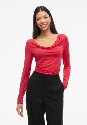 MIT LANGEN ÄRMELN VIKANA WASSERFALL-AUSSCHNITT - Longsleeve - racing red
