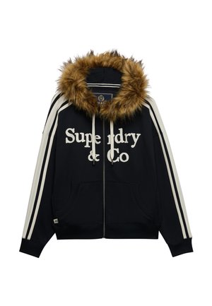 Superdry & Co, SUPERDRY VINTAGE FUR APPLIQUE ZIP HOODIE.. - Sudadera con cremallera - eclipse navy