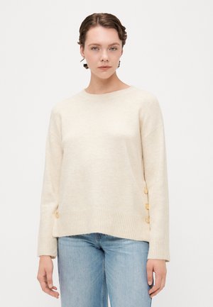 ONLRENE LIFE BUTTON O NECK  - Strikkegenser - birch melange/gold-colored