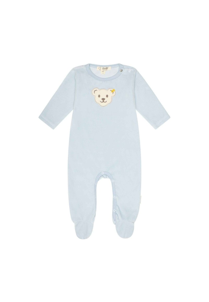 Sanetta STEIFF STRAMPLER BÄR LOGO DRUCKKNÖPFE - Pijama de bebé - hellblau