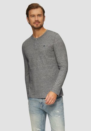 MELIERTES LONGSLEEVE MIT HENLEY-AUSSCHNITT - Longsleeve - schiefergrau