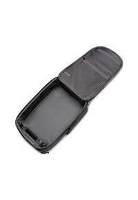Borsa da viaggio nera con un ampio interno, dotata di una morbida foderatura grigia, tasche in rete con zip e chiusura con doppia zip per un facile accesso.