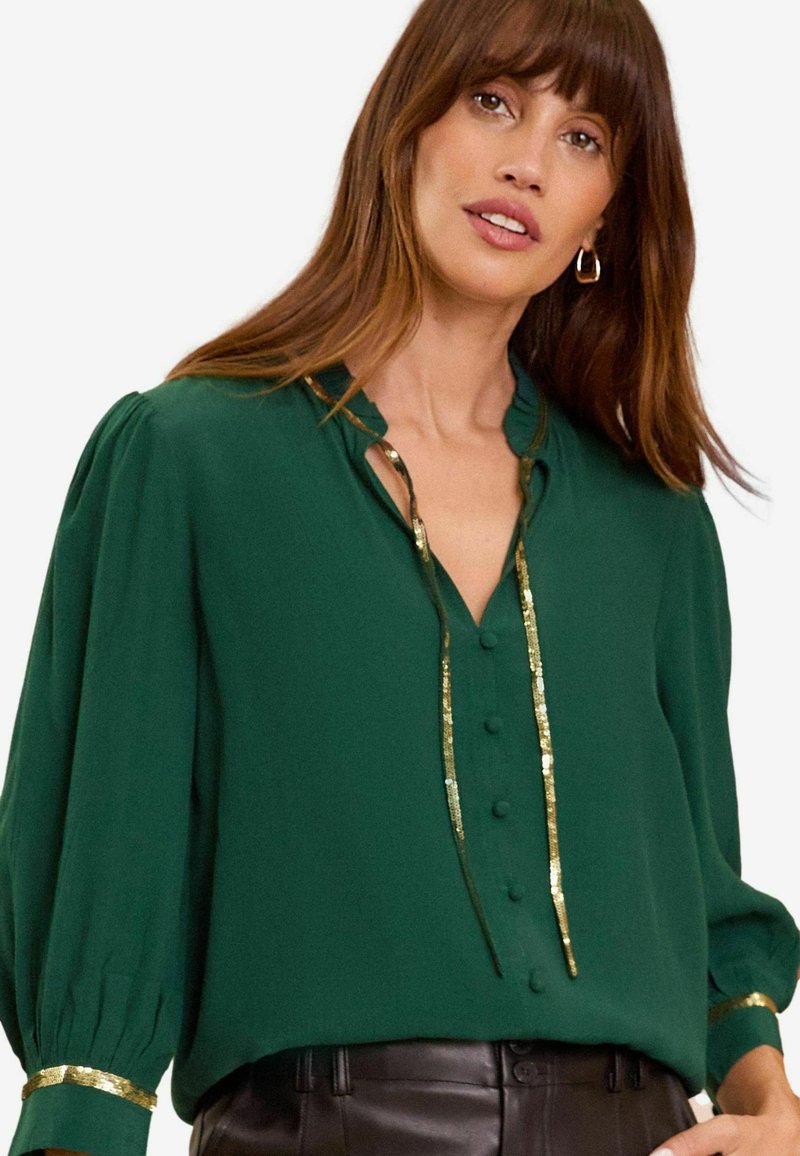 Love & Roses SEQUIN TIE V NECK - REGULAR FIT - Pusero - green