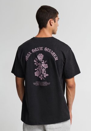 Terranova, T-SHIRT CON STAMPA ROSE FRONTE E RETRO - T-shirt con stampa - antracite