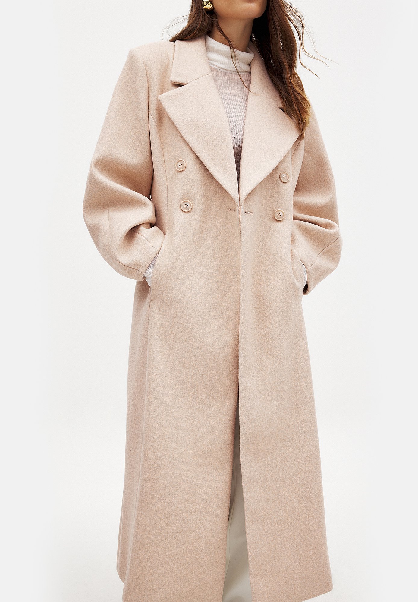 Wool Coat Trenchcoat Na Kd Button-Front Jacket With Belt