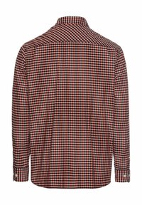 Langarmshirt met een rood, zwart en wit geruite patroon. Klassieke kraag en knoopmanchetten, gemaakt van lichte stof.