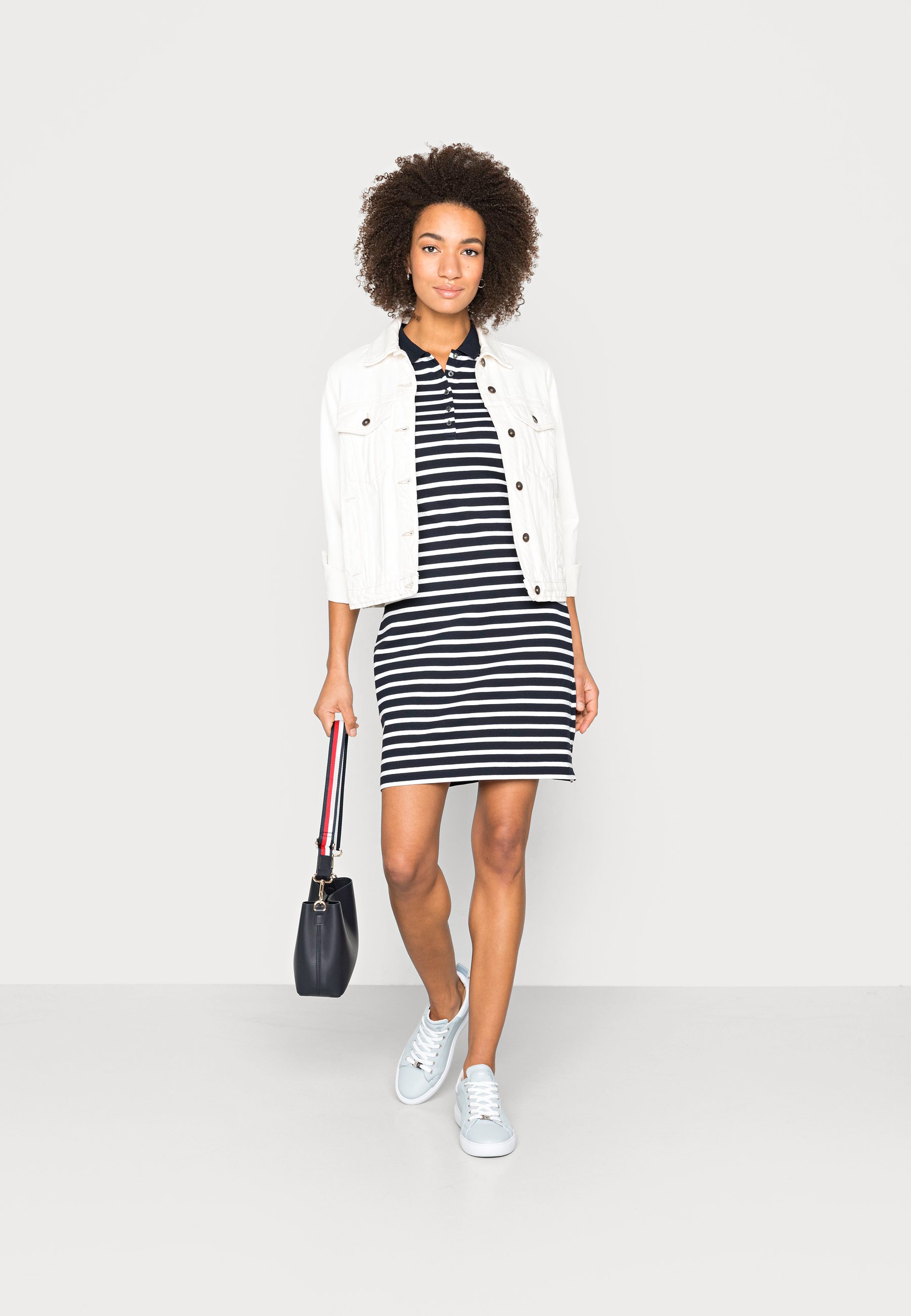 Tommy Hilfiger SLIM DRESS STRIPE - Vestito estivo - breton/desert sky  white/nero - Zalando.it