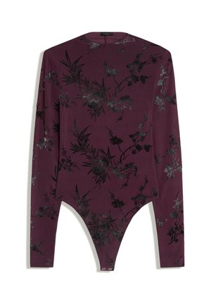 Bershka, FLOCKED & PLAIN LONG SLEEVE BODYSUIT - T-shirt à manches longues - dark red