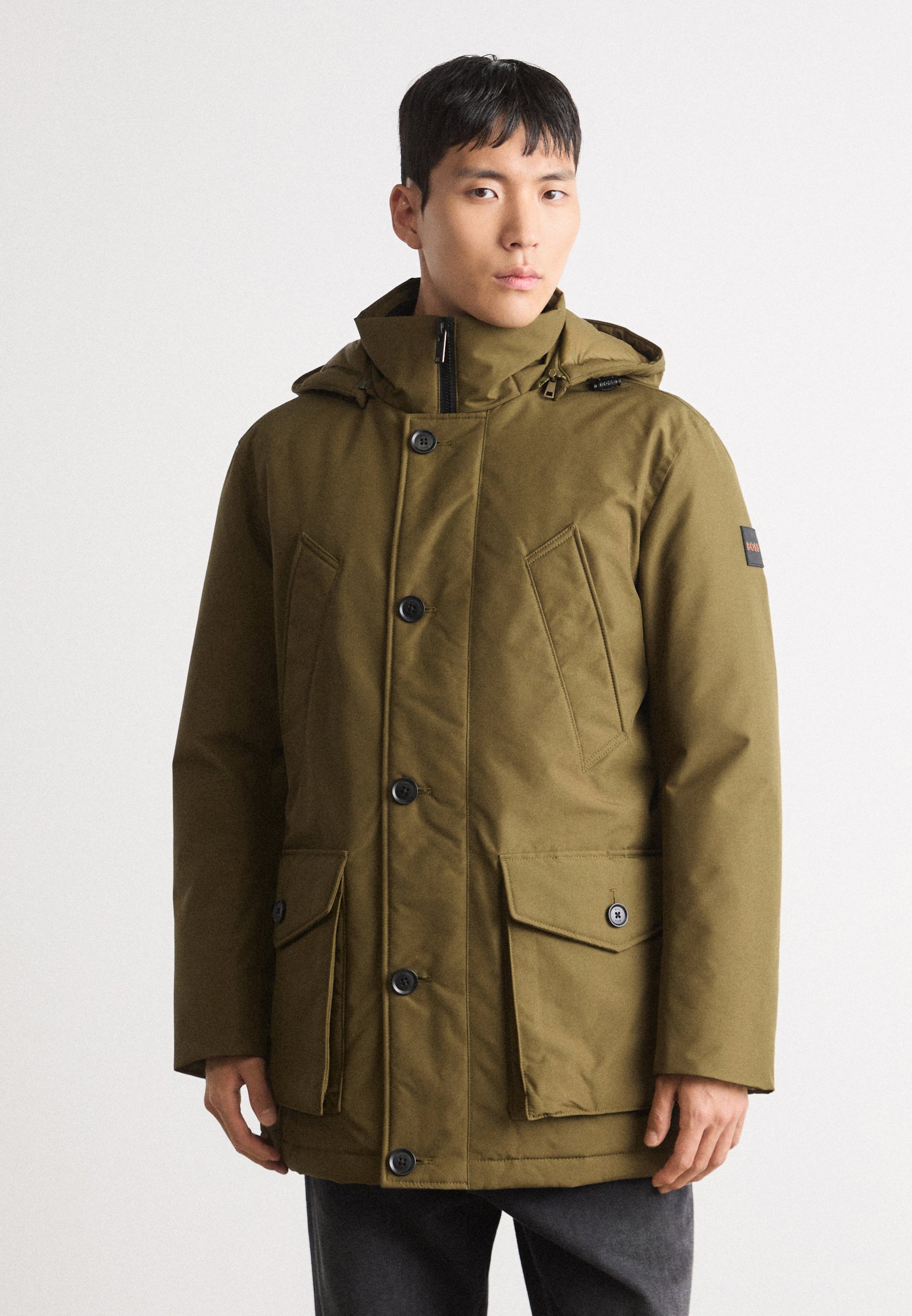 Mens Jacket Ottoman Fabric Hugo Boss Parka BOSS OSIASS Winter Coat