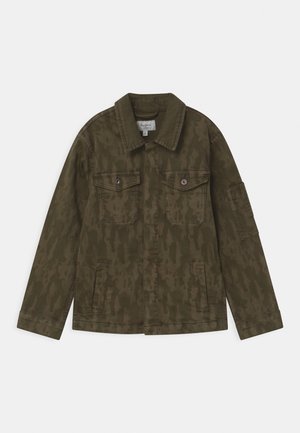 Giacca verde oliva in tessuto resistente, caratterizzata da una leggerissima trama, due tasche sul petto e un colletto con bottoni. Design a vestibilità classica.