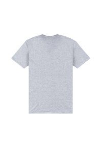 Camiseta gris de manga corta hecha de tejido suave con cuello redondo, sin logotipos ni diseños visibles, con un ajuste estándar y dobladillo recto.