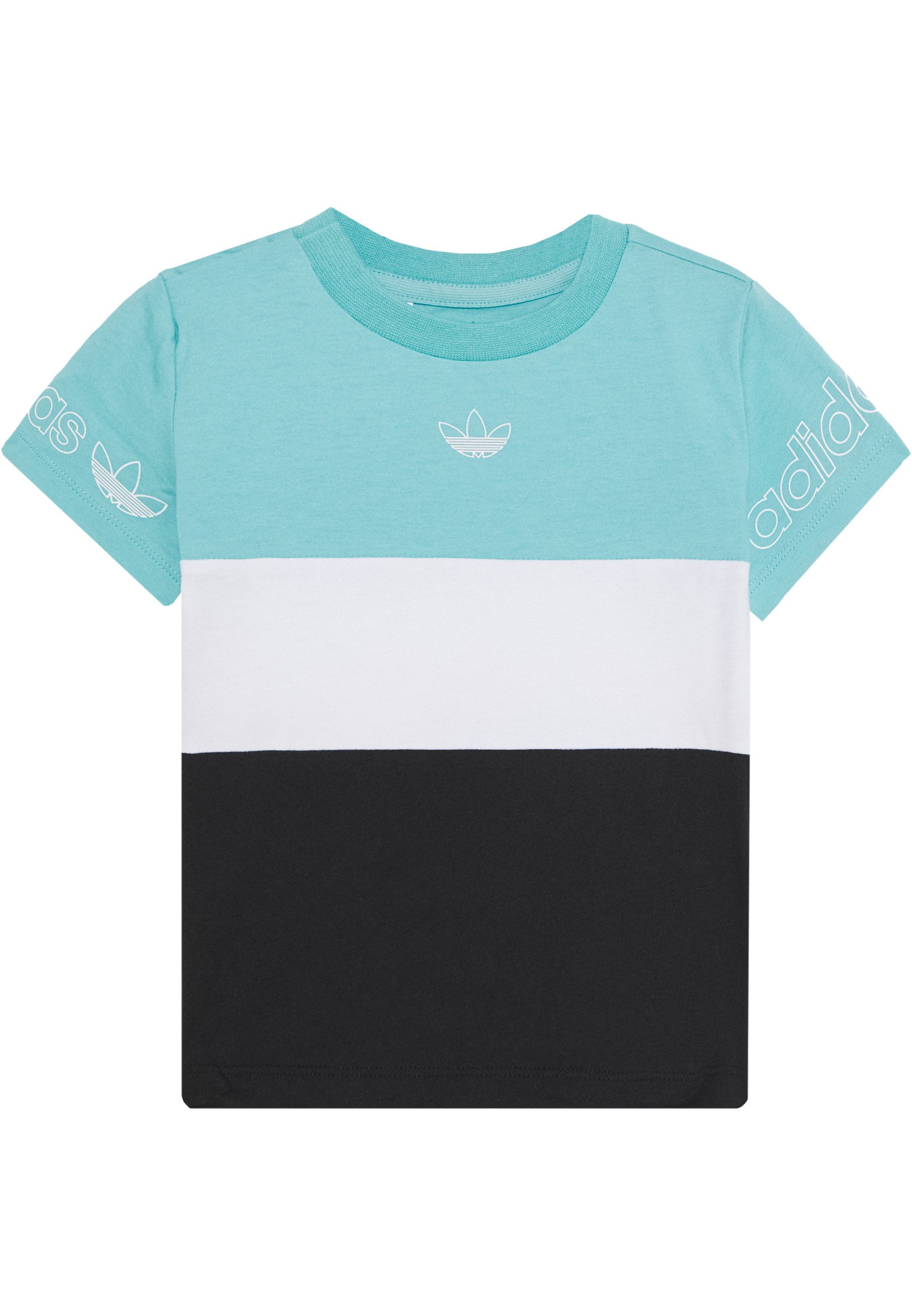 adidas Originals PANEL TEE T Shirt print turquoise adidas Originals TREFOIL TEE T Shirt print scarlewhite