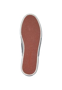 Shoe sole with a textured red rubber surface, surrounded by a white rubber border. Clean, minimalist design, featuring no additional accents.
