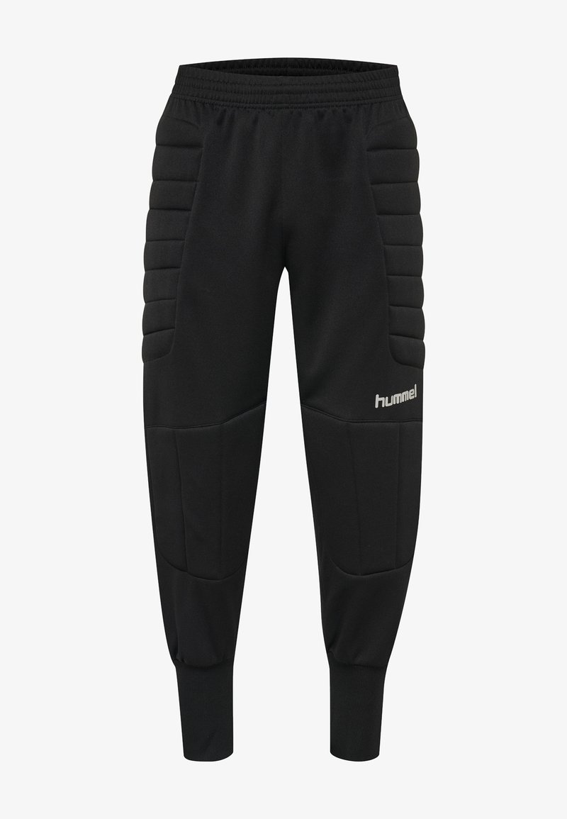 Svarta joggingbyxor med vadderade sidopaneler, elastisk midja och ribbade muddar. Har en liten logotyp på nedre vänsterben. Tillverkade av polyester.