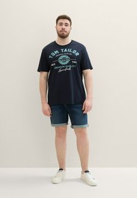 TOM TAILOR PLUS - MIT LOGO - T-shirt print - dark blue