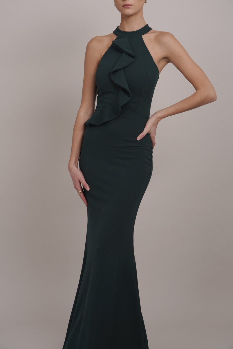 WAL G. TILLY RUFFLE HALTER NECK MAXI DRESS - Occasion wear - forest green/dark green - Zalando.ie WAL G. TILLY RUFFLE HALTER NECK MAXI DRESS - Occasion wear - forest green/dark green - Zalando.ie