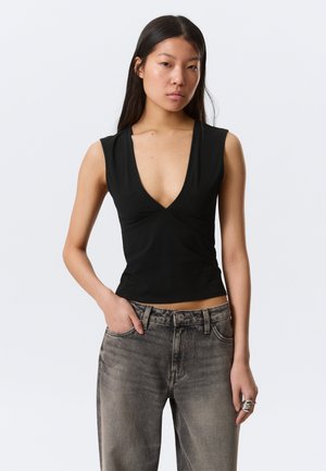 Weekday V NECK - Top - black