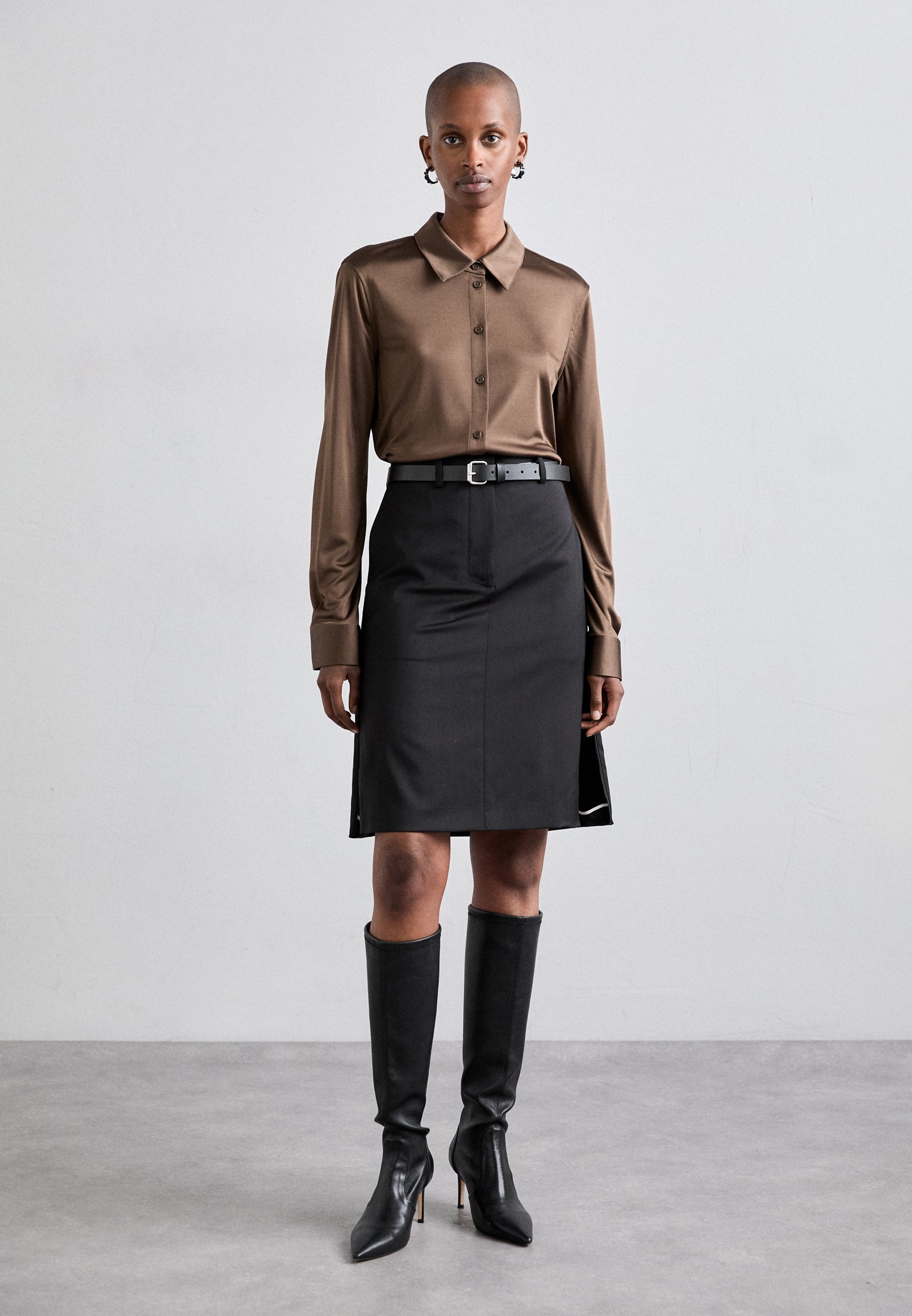 HELMUT LANG Stitched leather skirt