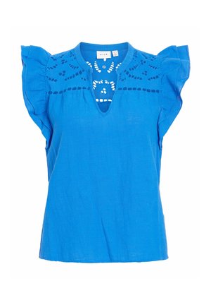 VILA, TOP VITARJA V-AUSSCHNITT - Bluza - victoria blue