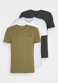 V NECK BIRD TONAL 3 PACK - Základné tričko - white/dark green/black