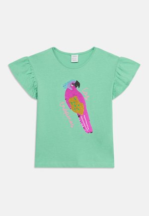 Lindex, FRILL SLEEVE FLIP SEQUINS - T-Shirt print - green